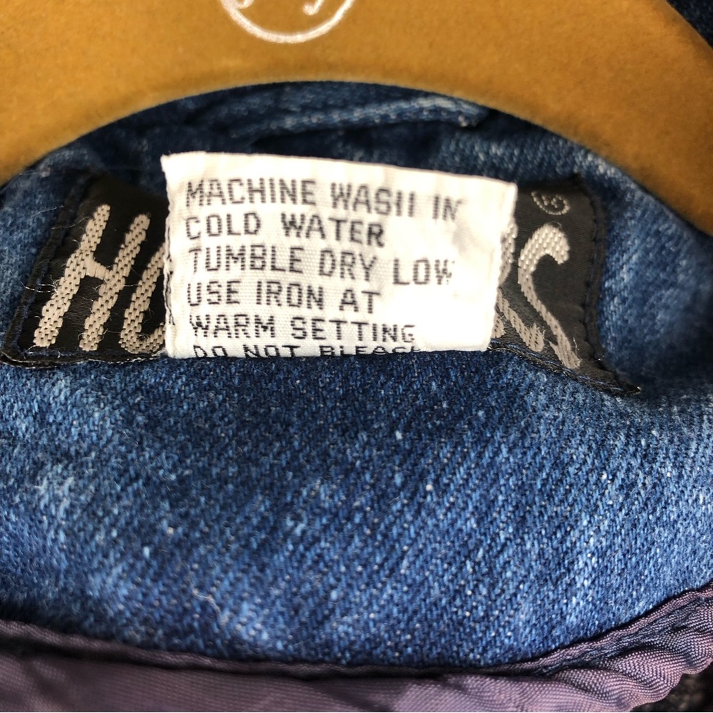 Women's Blue Denim Bomber Jacket - Vintage Style - Picture 8 of 9